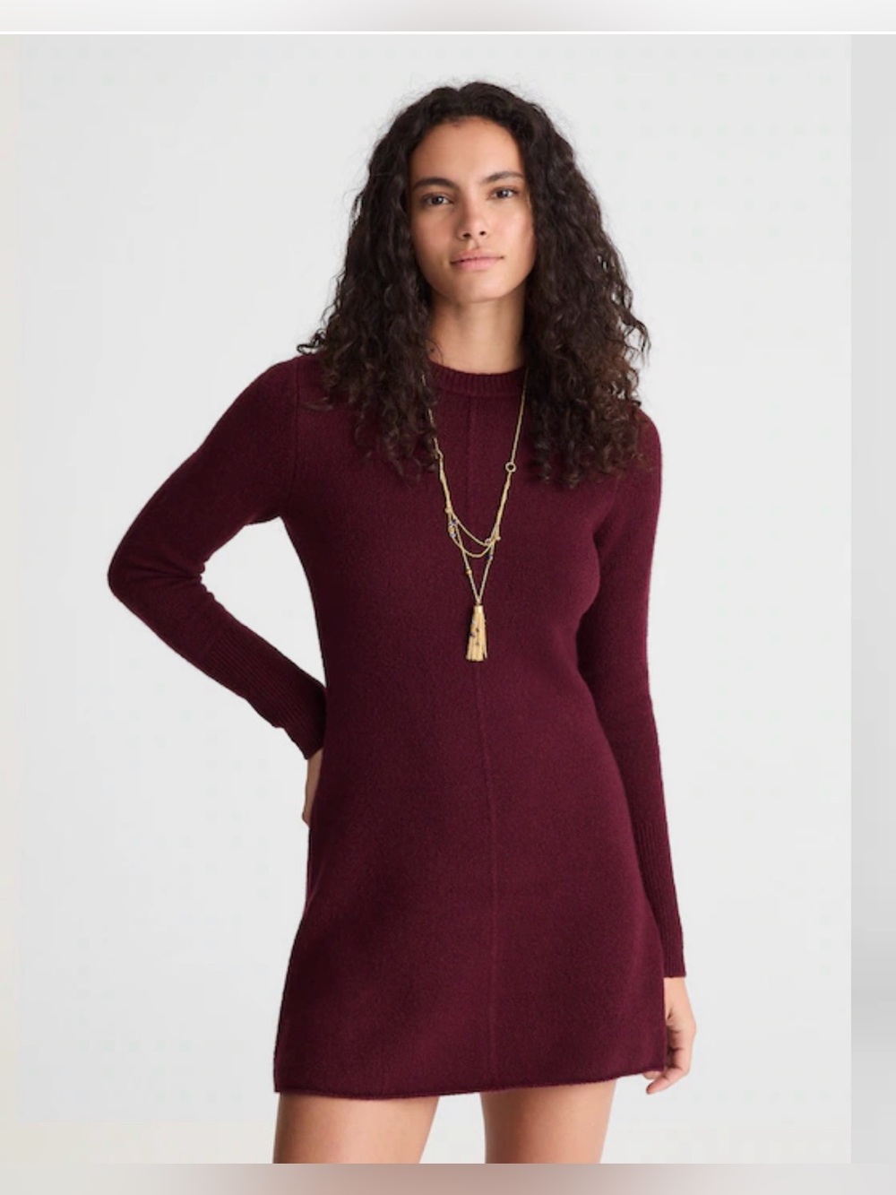 Madewell Dark Pomegranate Merino Wool Blend Sweater Mini Dress NWOT L